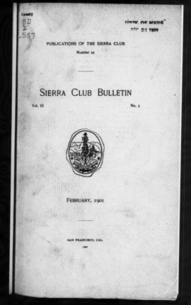 Sierra Club Bulletin 1901 Vol 3 No 3 February cover